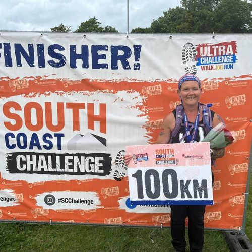 Anika has just taken part in The South Coast Challenge. 

That is a 100km in 24 hours walk starting at Eastborne and finishing at Arundel Football Club, you pass Beachy Head, Devils Dyke and many other amazing views.