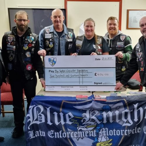 We have just received £414 from the Blue Knights and their support for what we are doing is amazing.